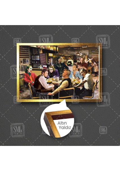 Kötüler Mafya Masası Joker Paplo Al Pacino Breaking Bad Çerçeveli Yatay Kanvas Tablo