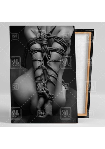 Shibari Ip Bağlama Nude Kadın Yatak Odası Dikey Kanvas Tablo