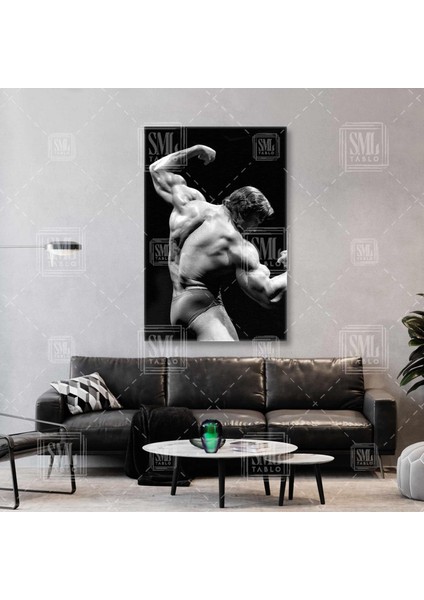 Arnold Schwarzenegger Vücut Geliştirme Şampiyonu Fitness Spor Salonu Dikey Kanvas Tablo