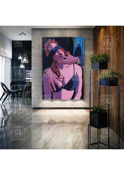 Çamaşırlı Model Illüstrasyon Dikey Kanvas Tablo