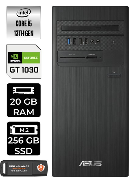 S500TE Intel Core I5 13500 20GB 256GB SSD GT1030/4GB W11H Masaüstü Bilgisayar & Per4 USB Bellek 5135000020P3366