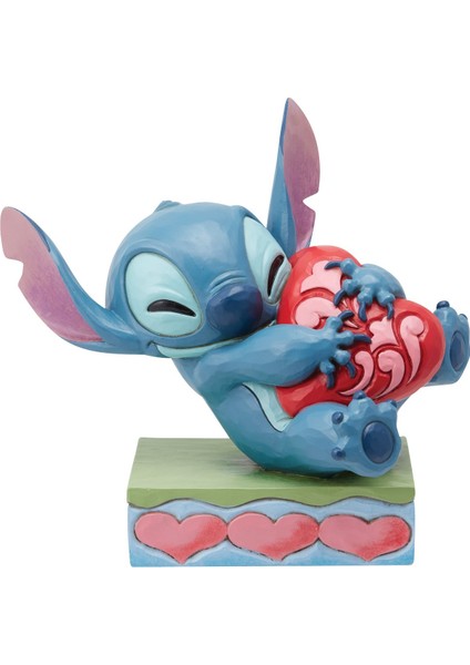Kalbe Sarılmış Stitch Figür Biblo