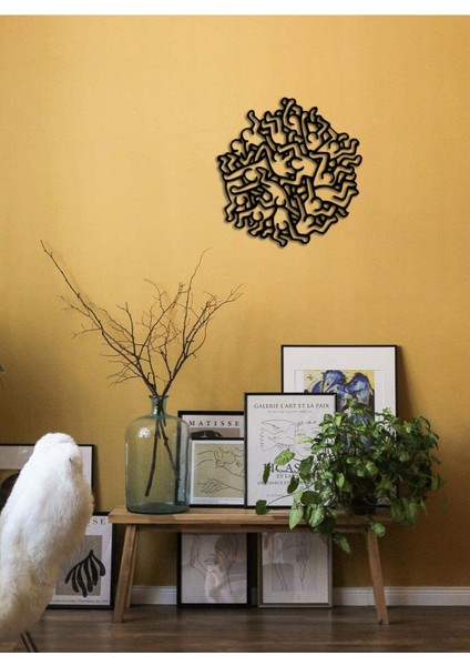 Modern Keith Haring Metal Duvar Tablosu - Ev Duvar Dekorasyonu - 60 x 62 cm -Siyah - ARTS-002 fiyatları