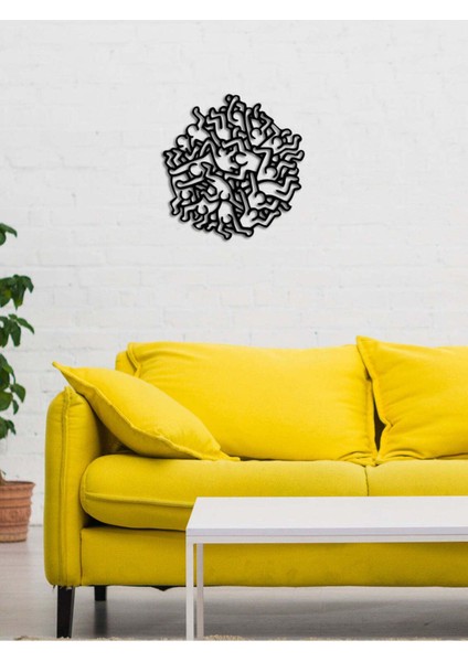 Modern Keith Haring Metal Duvar Tablosu - Ev Duvar Dekorasyonu - 60 x 62 cm -Siyah - ARTS-002 modelleri
