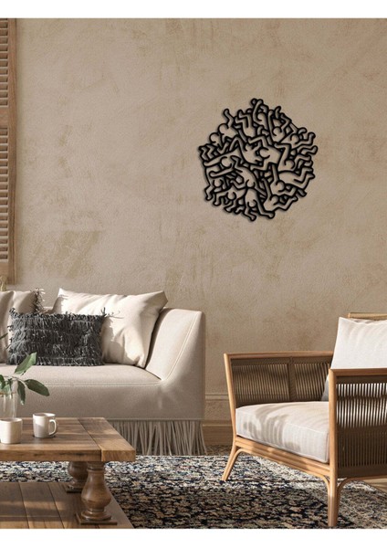 Modern Keith Haring Metal Duvar Tablosu - Ev Duvar Dekorasyonu - 60 x 62 cm -Siyah - ARTS-002 fırsatları