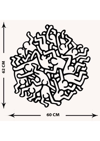 Modern Keith Haring Metal Duvar Tablosu - Ev Duvar Dekorasyonu - 60 x 62 cm -Siyah - ARTS-002 indirimleri