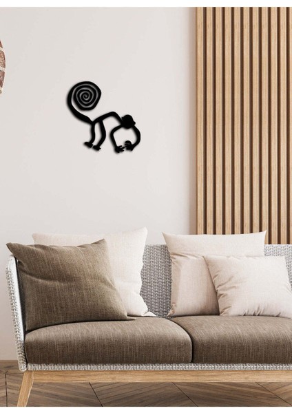 Modern Nasca Lines Monkey Metal Duvar Tablosu - Ev Duvar Dekorasyonu - 40 x 40 cm -Siyah - ARTS-010 fiyatları