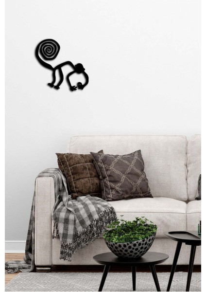 Modern Nasca Lines Monkey Metal Duvar Tablosu - Ev Duvar Dekorasyonu - 40 x 40 cm -Siyah - ARTS-010 fırsatları