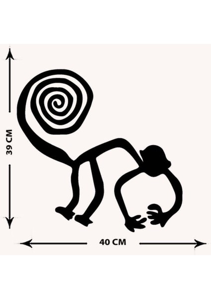 Modern Nasca Lines Monkey Metal Duvar Tablosu - Ev Duvar Dekorasyonu - 40 x 40 cm -Siyah - ARTS-010 indirimleri
