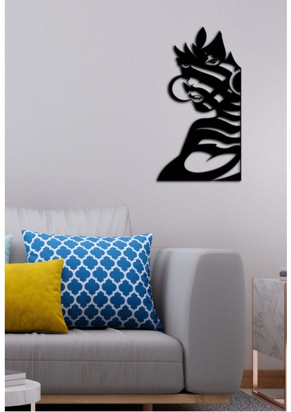 Modern Shadow Lady Metal Duvar Tablosu - Ev Duvar Dekorasyonu - 75 x 40 cm -Siyah - ARTS-012