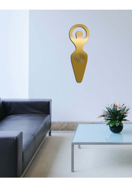 Modern Luna Moon Goddes Metal Duvar Tablosu - Ev Duvar Dekorasyonu - 90 x 30 cm -Altın - ARTS-013GOLD