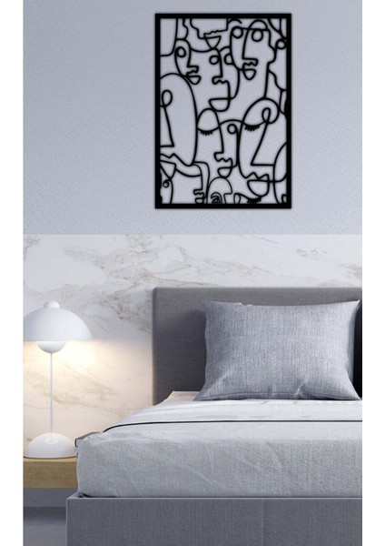 Modern Mixed Faces Metal Duvar Tablosu - Ev Duvar Dekorasyonu - 72 x 50 cm -Siyah - ARTS-022