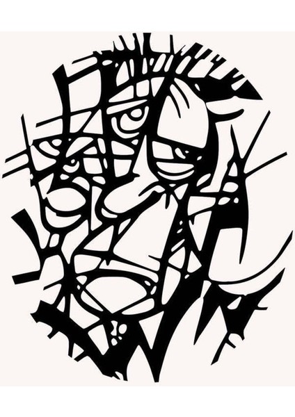 Modern Clown Metal Duvar Tablosu - Ev Duvar Dekorasyonu - 60 x 50 cm -Siyah - ARTS-028SİYAH