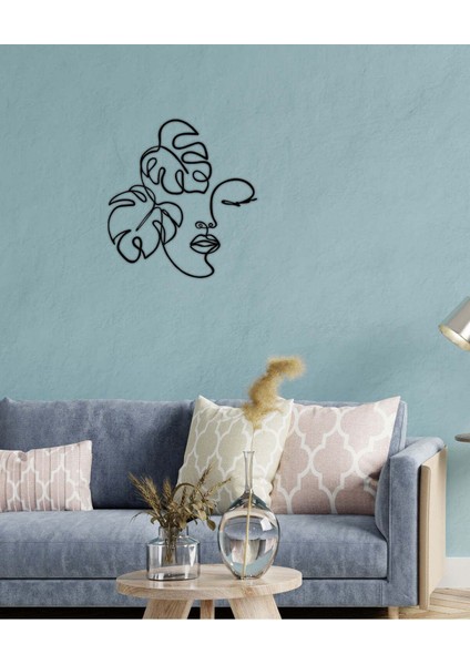 Modern Monstera Face Metal Duvar Tablosu - Ev Duvar Dekorasyonu - 60 x 55 cm -Siyah - ARTS-029 modelleri