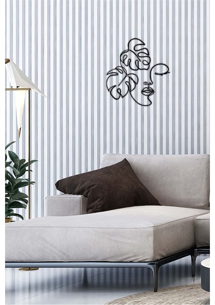 Modern Monstera Face Metal Duvar Tablosu - Ev Duvar Dekorasyonu - 60 x 55 cm -Siyah - ARTS-029 fırsatları