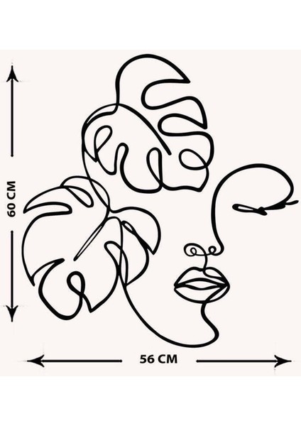 Modern Monstera Face Metal Duvar Tablosu - Ev Duvar Dekorasyonu - 60 x 55 cm -Siyah - ARTS-029 indirimleri