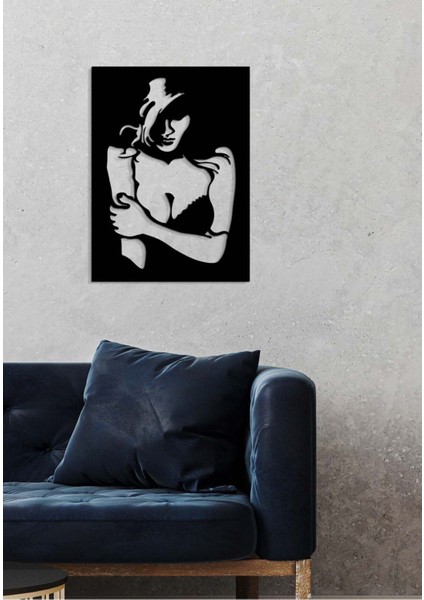 Modern Kadın Silüeti Metal Duvar Tablosu - Ev Duvar Dekorasyonu - 60 x 45 cm -Siyah - ARTS-030 fiyatları