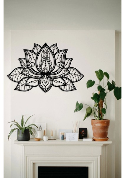 3D Lotus Metal Duvar Tablosu - Ev Duvar Dekorasyonu - 68 x 44 cm -Gümüş - ARTS-335SILVER fırsatları