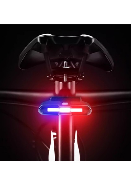 Bisiklet Scooter Solar LED Kırmızı Mavi Sarı USB Şarj Edilebilir Ön Arka Lamba Işığı