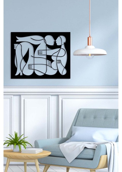 Modern Together Metal Duvar Tablosu - Ev Duvar Dekorasyonu - 70 x 58 cm -Siyah - ARTS-047