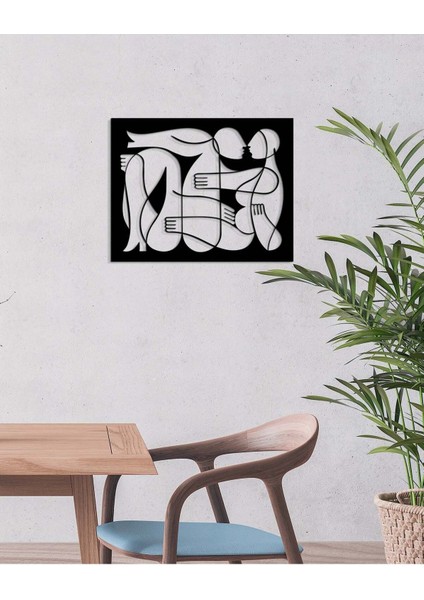 Modern Together Metal Duvar Tablosu - Ev Duvar Dekorasyonu - 70 x 58 cm -Siyah - ARTS-047