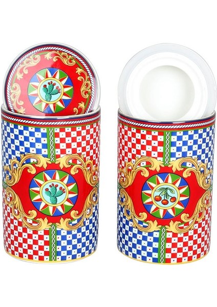 Odessa Desenli Bone China Porselen 2 Li Kavanoz Seti 750 ml