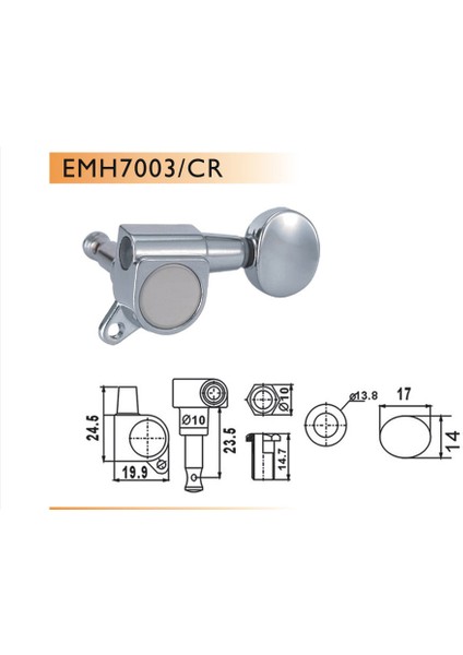 EMH7003CRR6 Elektro Gitar Burgusu, 6'lı Set, Sağ, Krom, Yuvarl