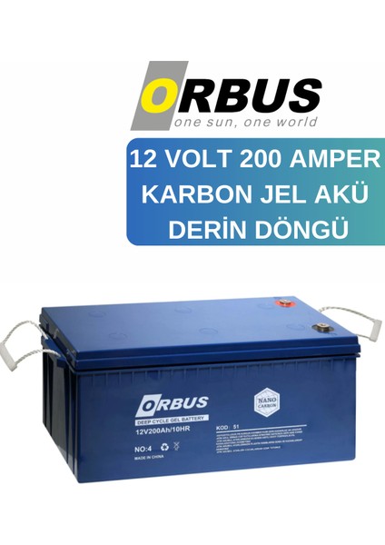 12 Volt 200 Ah Karbon Jel Akü Derin Döngü