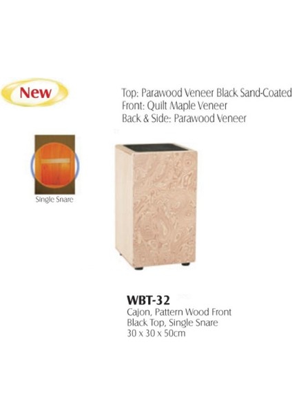 Wbt-32 Cajon Pattern Wood Front Sıngle Snare Black :maxt