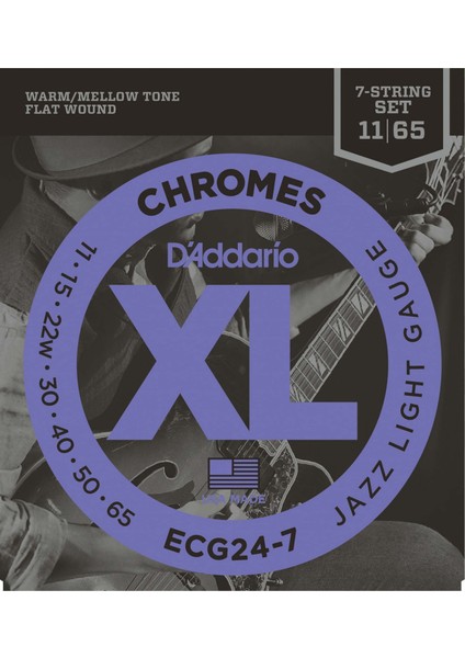 ECG24-7 Elektro Gitar Teli, 7 Telli, Chromes, 11-65, Jazz