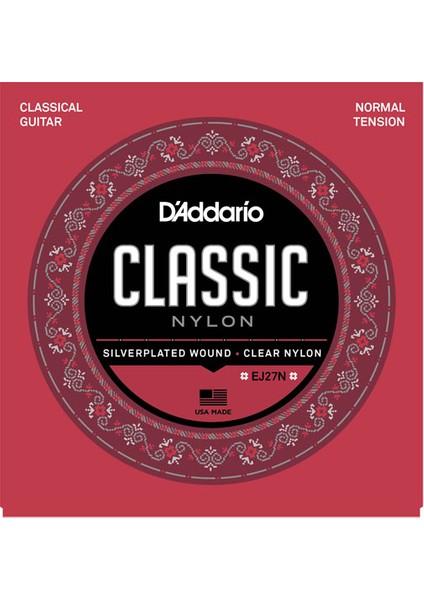 EJ27N Klasik Gitar Tel Seti (4/4), Sılverplated Wound, C
