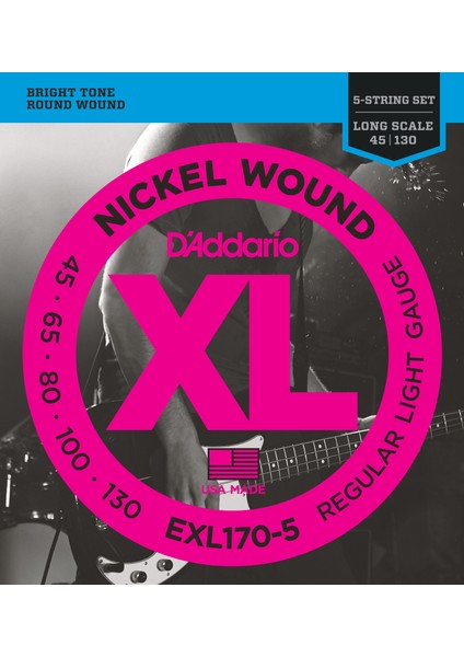 EXL170-5 Bas Gitar Tel Seti, Xl Serisi, 5 Telli, 0.45-130,