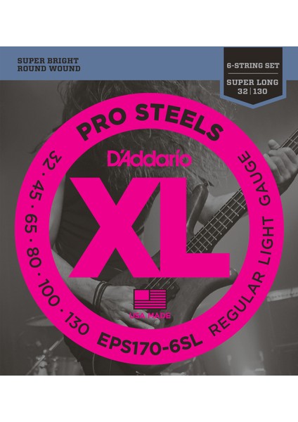 EPS170-6SL Bas Gitar Tel Seti, 6 Telli, Xl, 32-130, Prosteels