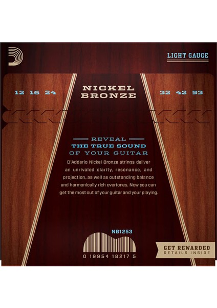 NB1253 Akustik Gitar Tel Seti, Nıckel Bronze,lıght, 12-53