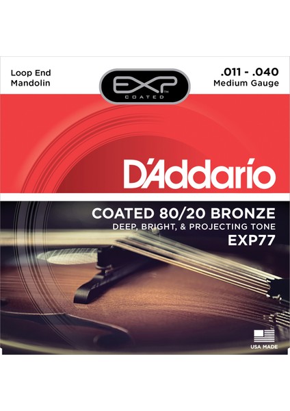 EXP77 Mandolın Tel Seti, 11-40, Exp Coated, 80/20 Bronze