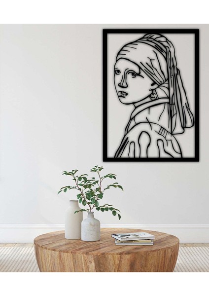 Modern Inci Küpeli Kız Metal Duvar Tablosu - Ev Duvar Dekorasyonu - 72 x 50 cm -Siyah - ARTS-020 modelleri