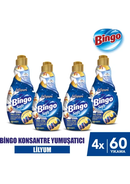 Bingo Soft Konsantre Çamaşır Yumuşatıcısı Lilyum 1440 ml x 4 Adet