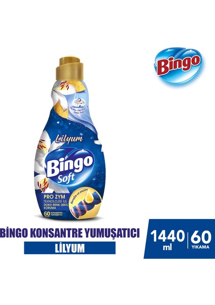 Bingo Soft Konsantre Çamaşır Yumuşatıcısı Lilyum 1440 ml x 4 Adet