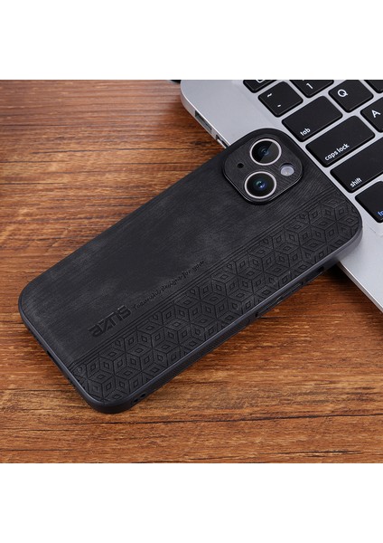iPhone 15 Vintage Kabartmalı Pu Cep Telefonu Kılıfı (Yurt Dışından)