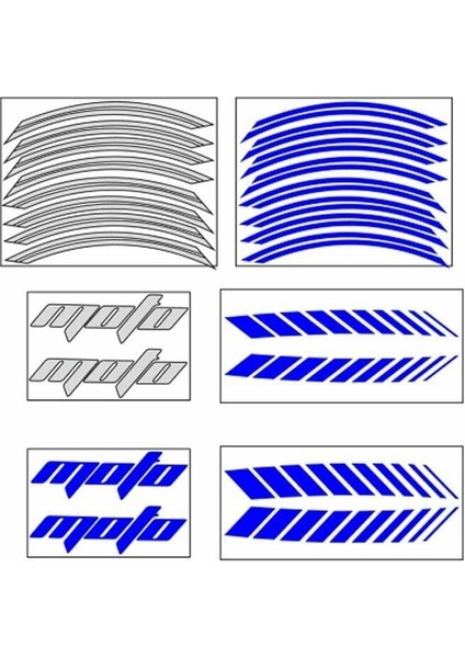 Üniversal Racing Motosiklet Jant Şeridi Reflektif Mavi