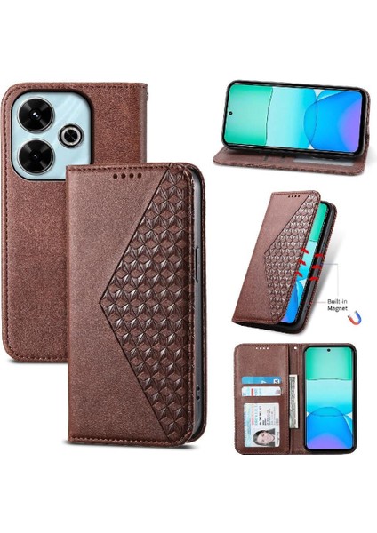 Xiaomi Redmi Için Flip Case 13 4g Cüzdan El Kayışı Günlük Kullanım Eşkenar Dörtgen Şekli (Yurt Dışından)