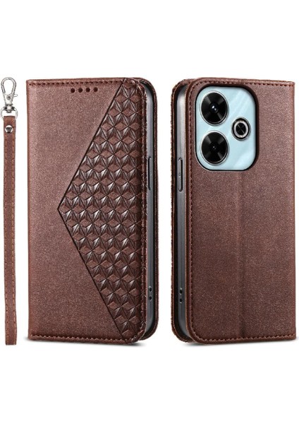 Xiaomi Redmi Için Flip Case 13 4g Cüzdan El Kayışı Günlük Kullanım Eşkenar Dörtgen Şekli (Yurt Dışından)