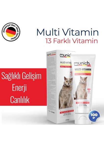 Kedi 3'lü Seti Tüy Sağlığı Damlası + Malt Pasta + Multi Vitamin Pasta Munich Set