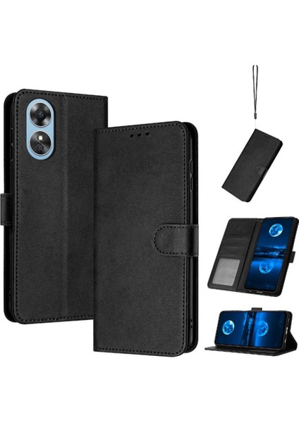 Pu ile Kart Yuvası Saf Renk Kickstand ile Oppo A78 4g Için Flip Case (Yurt Dışından)