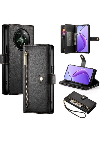 Realme 12 5g Bilek Kayışı Çok Fonksiyonlu Kart Yuvaları Cüzdan Için Flip Case (Yurt Dışından)