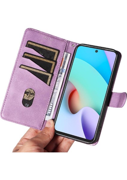 Xiaomi Redmi 10 Başbakan Cüzdan Telefon Kılıfı Için Filp Durumda Preslenmiş Pu Deri (Yurt Dışından)