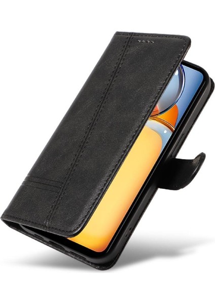 Xiaomi Poco C65 Için Filp Durumda Kredi Kartı Yuvası ile Preslenmiş Pu Deri (Yurt Dışından)