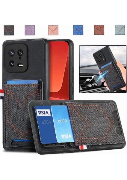 Xiaomi 13 Için Crad Yuvası Kot Cep Tasarım Manyetik Araç Montaj (Yurt Dışından)