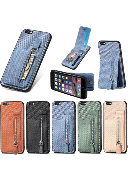 IPhone 6 Için Kılıf Artı Fermuar Manyetik Araç Montaj Standı Crad Yuvası Cüzdan (Yurt Dışından)