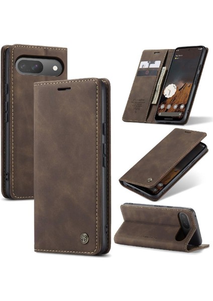 Google Piksel 9/9pro Flip Folio Kitap Için Flip Case Vintage Pu Deri Kılıf (Yurt Dışından)